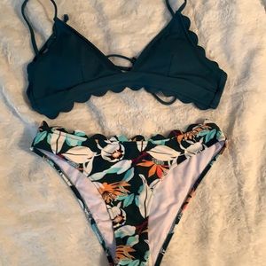 Green flower bikini